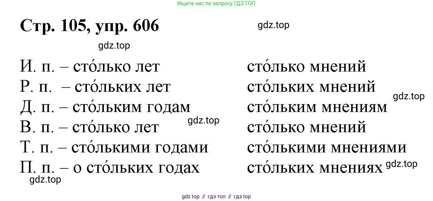 ГДЗ Русский язык, 6 класс Учебник, авторы: Баранов Михаил Трофимович, Ладыженская Таиса Алексеевна, Тростенцова Лидия Александровна, Ладыженская Наталия Вениаминовна, Дейкина Алевтина Дмитриевна, Антонова Любовь Геннадиевна, Григорян Лариса Трофимовна, Кулибаба Иван Иванович, издательство Просвещение, Москва, 2023, салатового цвета, Часть 2, страница 105, номер 606, Решение 1