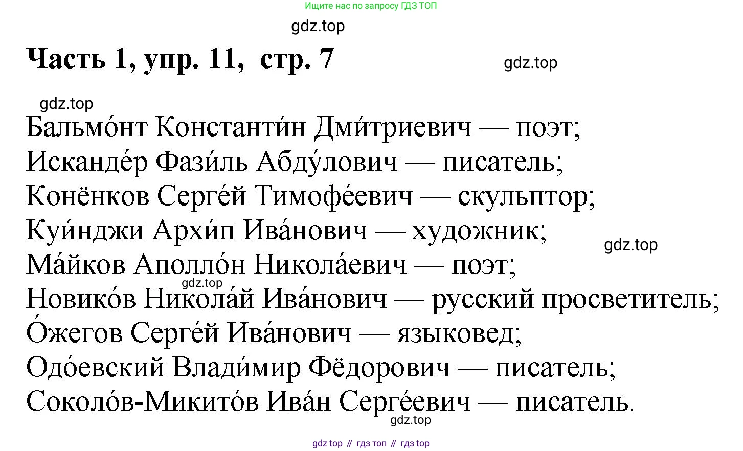 ГДЗ Русский язык, 6 класс Учебник, авторы: Баранов Михаил Трофимович, Ладыженская Таиса Алексеевна, Тростенцова Лидия Александровна, Ладыженская Наталия Вениаминовна, Дейкина Алевтина Дмитриевна, Антонова Любовь Геннадиевна, Григорян Лариса Трофимовна, Кулибаба Иван Иванович, издательство Просвещение, Москва, 2023, салатового цвета, Часть 1, страница 7, номер 11, Решение 2