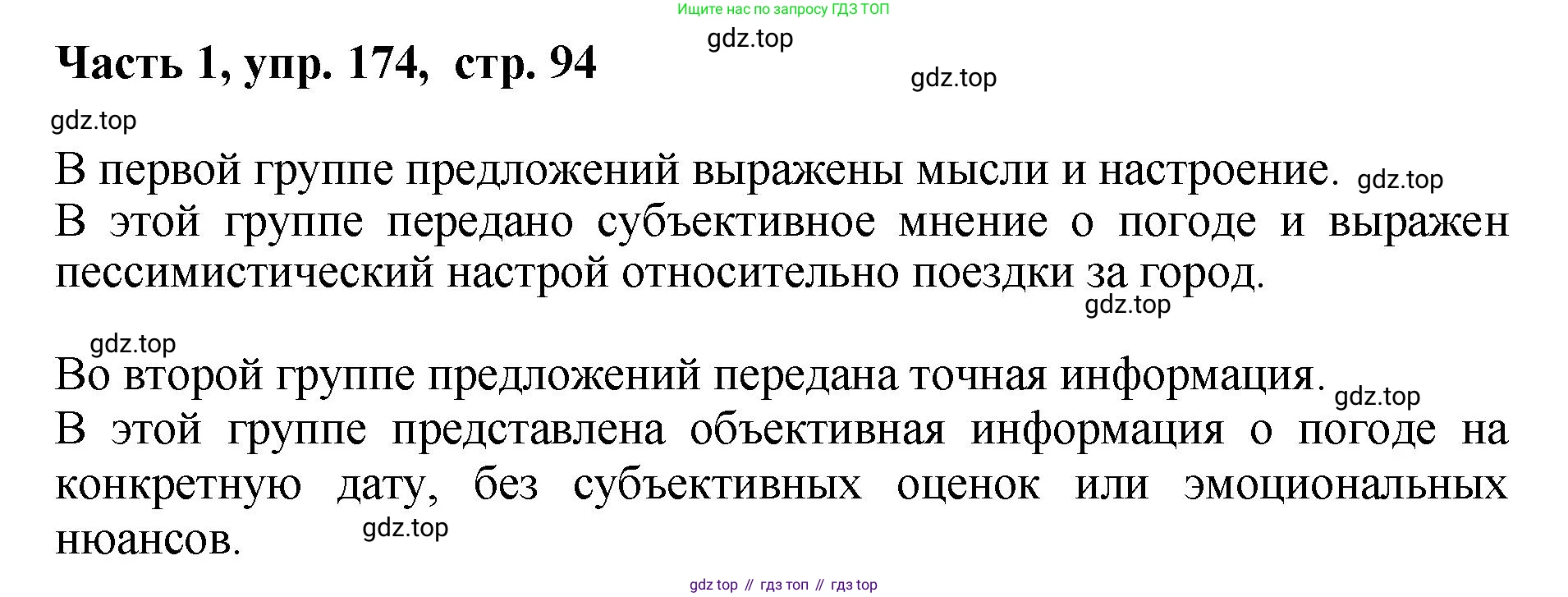 ГДЗ Русский язык, 6 класс Учебник, авторы: Баранов Михаил Трофимович, Ладыженская Таиса Алексеевна, Тростенцова Лидия Александровна, Ладыженская Наталия Вениаминовна, Дейкина Алевтина Дмитриевна, Антонова Любовь Геннадиевна, Григорян Лариса Трофимовна, Кулибаба Иван Иванович, издательство Просвещение, Москва, 2023, салатового цвета, Часть 1, страница 94, номер 174, Решение 2