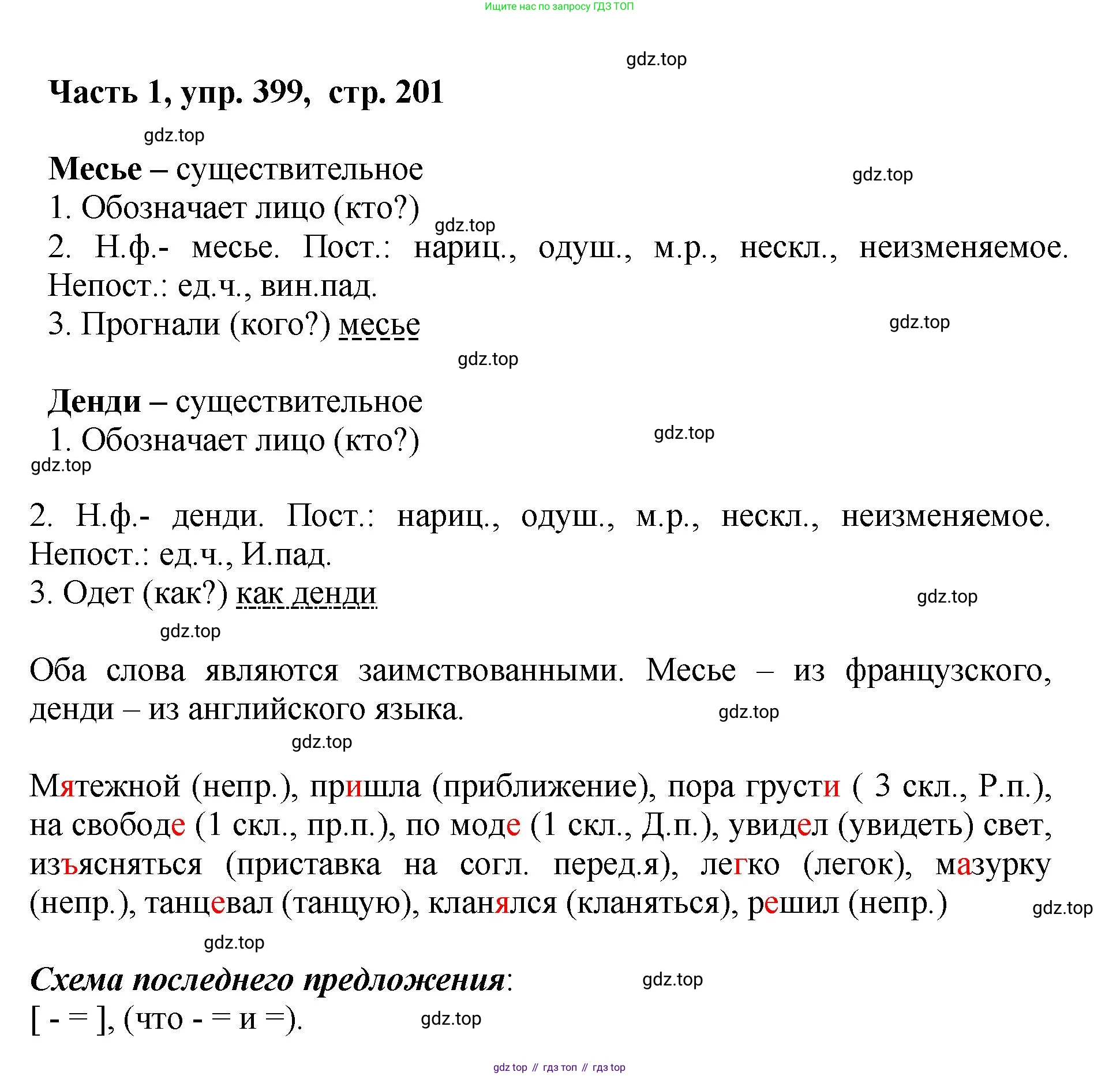 ГДЗ Русский язык, 6 класс Учебник, авторы: Баранов Михаил Трофимович, Ладыженская Таиса Алексеевна, Тростенцова Лидия Александровна, Ладыженская Наталия Вениаминовна, Дейкина Алевтина Дмитриевна, Антонова Любовь Геннадиевна, Григорян Лариса Трофимовна, Кулибаба Иван Иванович, издательство Просвещение, Москва, 2023, салатового цвета, Часть 1, страница 201, номер 399, Решение 2