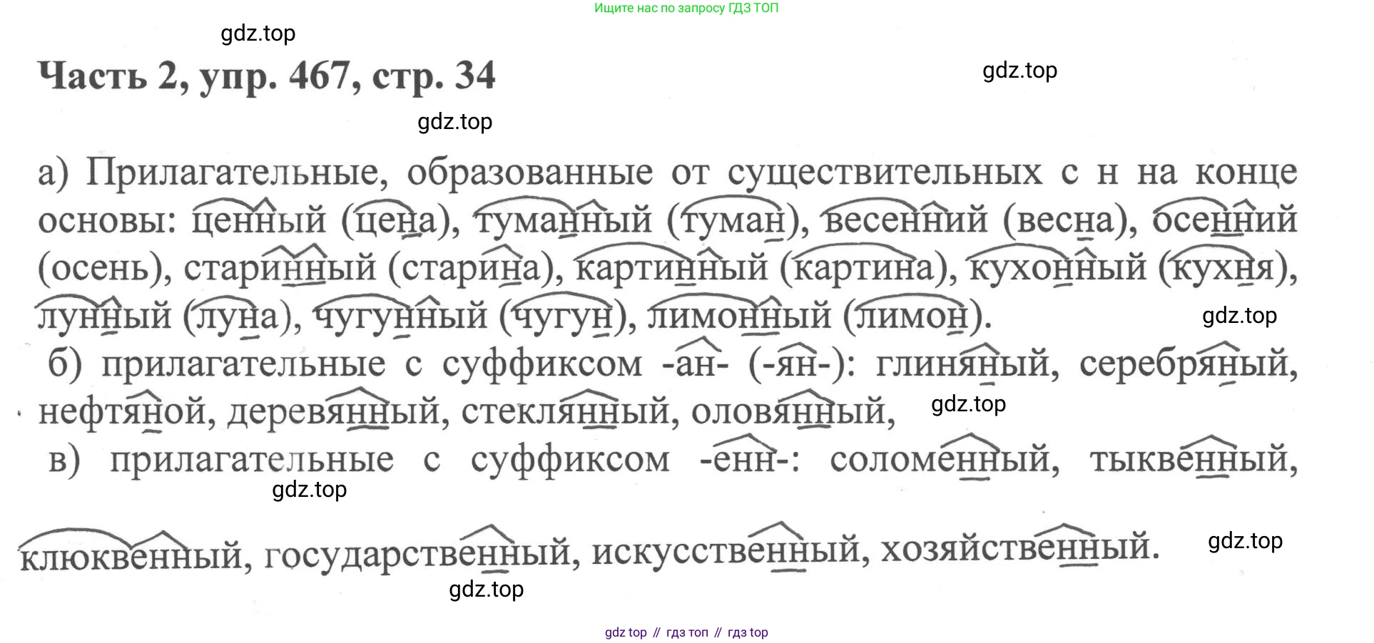 ГДЗ Русский язык, 6 класс Учебник, авторы: Баранов Михаил Трофимович, Ладыженская Таиса Алексеевна, Тростенцова Лидия Александровна, Ладыженская Наталия Вениаминовна, Дейкина Алевтина Дмитриевна, Антонова Любовь Геннадиевна, Григорян Лариса Трофимовна, Кулибаба Иван Иванович, издательство Просвещение, Москва, 2023, салатового цвета, Часть 2, страница 34, номер 467, Решение 2