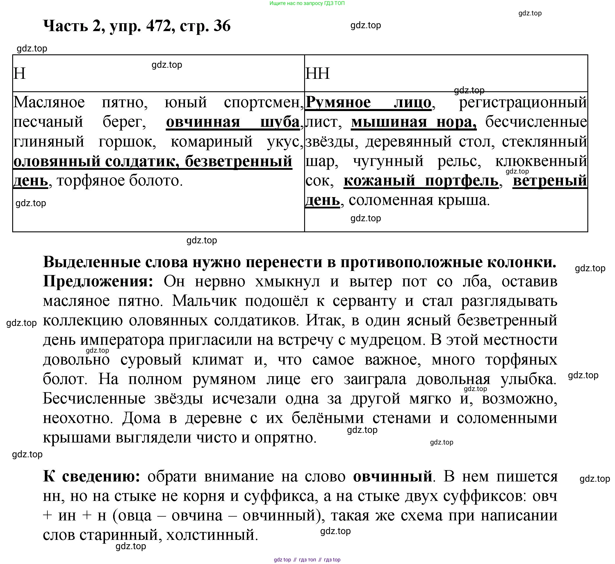 ГДЗ Русский язык, 6 класс Учебник, авторы: Баранов Михаил Трофимович, Ладыженская Таиса Алексеевна, Тростенцова Лидия Александровна, Ладыженская Наталия Вениаминовна, Дейкина Алевтина Дмитриевна, Антонова Любовь Геннадиевна, Григорян Лариса Трофимовна, Кулибаба Иван Иванович, издательство Просвещение, Москва, 2023, салатового цвета, Часть 2, страница 36, номер 472, Решение 2