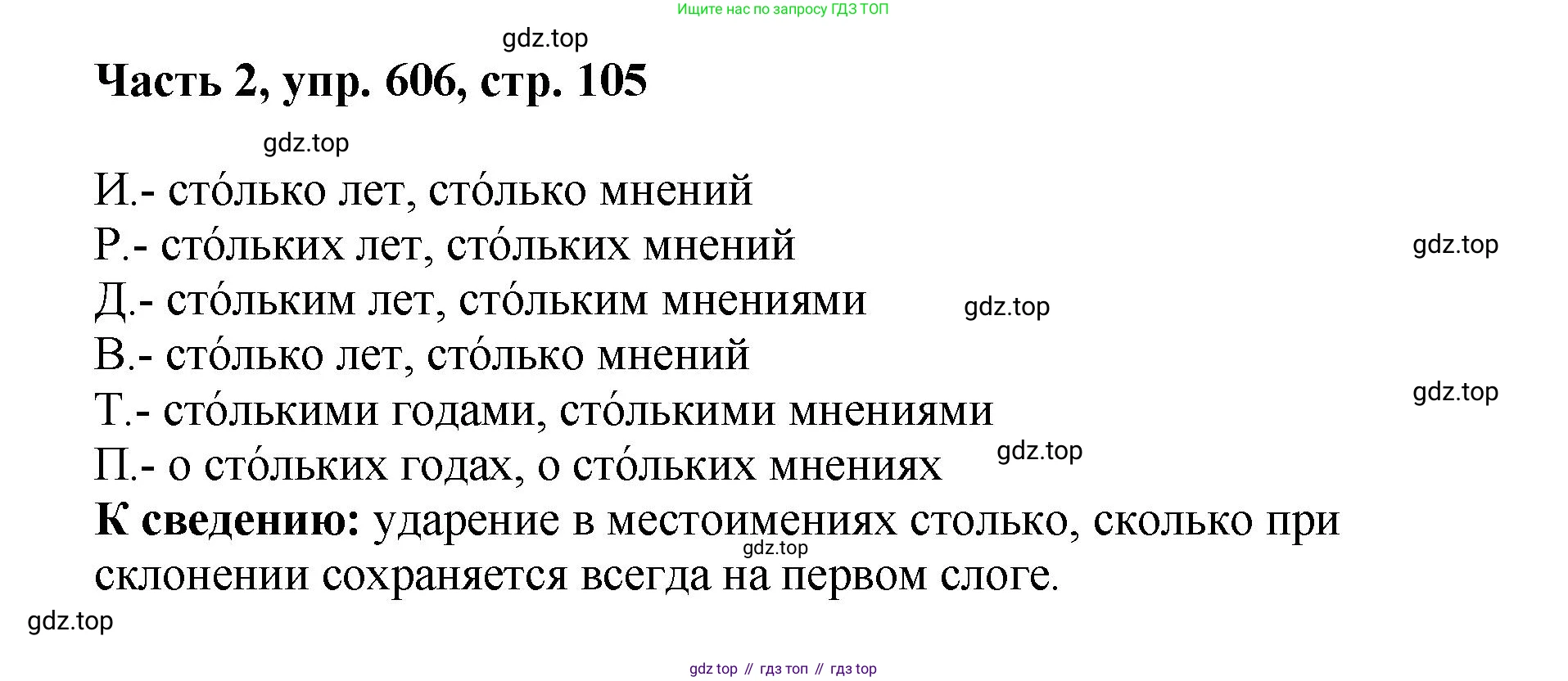ГДЗ Русский язык, 6 класс Учебник, авторы: Баранов Михаил Трофимович, Ладыженская Таиса Алексеевна, Тростенцова Лидия Александровна, Ладыженская Наталия Вениаминовна, Дейкина Алевтина Дмитриевна, Антонова Любовь Геннадиевна, Григорян Лариса Трофимовна, Кулибаба Иван Иванович, издательство Просвещение, Москва, 2023, салатового цвета, Часть 2, страница 105, номер 606, Решение 2