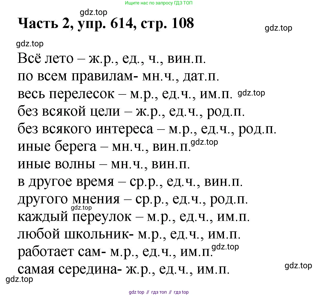 ГДЗ Русский язык, 6 класс Учебник, авторы: Баранов Михаил Трофимович, Ладыженская Таиса Алексеевна, Тростенцова Лидия Александровна, Ладыженская Наталия Вениаминовна, Дейкина Алевтина Дмитриевна, Антонова Любовь Геннадиевна, Григорян Лариса Трофимовна, Кулибаба Иван Иванович, издательство Просвещение, Москва, 2023, салатового цвета, Часть 2, страница 108, номер 614, Решение 2