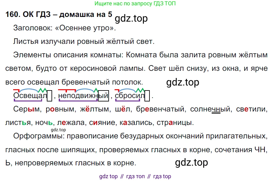 ГДЗ Русский язык, 6 класс Учебник, авторы: Баранов Михаил Трофимович, Ладыженская Таиса Алексеевна, Тростенцова Лидия Александровна, Ладыженская Наталия Вениаминовна, Дейкина Алевтина Дмитриевна, Антонова Любовь Геннадиевна, Григорян Лариса Трофимовна, Кулибаба Иван Иванович, издательство Просвещение, Москва, 2023, салатового цвета, Часть 1, страница 86, номер 160, Решение 3