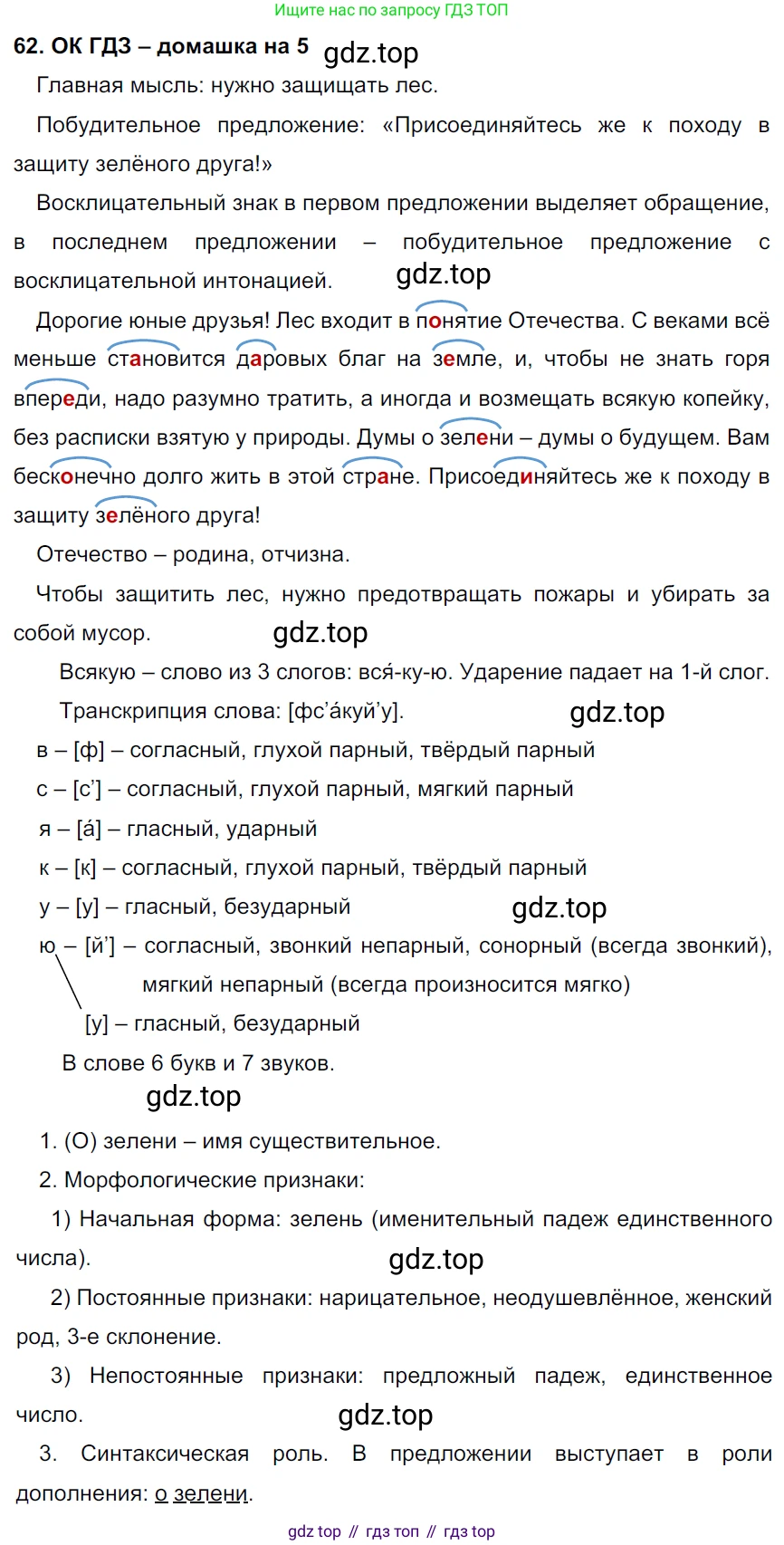 ГДЗ Русский язык, 6 класс Учебник, авторы: Баранов Михаил Трофимович, Ладыженская Таиса Алексеевна, Тростенцова Лидия Александровна, Ладыженская Наталия Вениаминовна, Дейкина Алевтина Дмитриевна, Антонова Любовь Геннадиевна, Григорян Лариса Трофимовна, Кулибаба Иван Иванович, издательство Просвещение, Москва, 2023, салатового цвета, Часть 1, страница 31, номер 62, Решение 3
