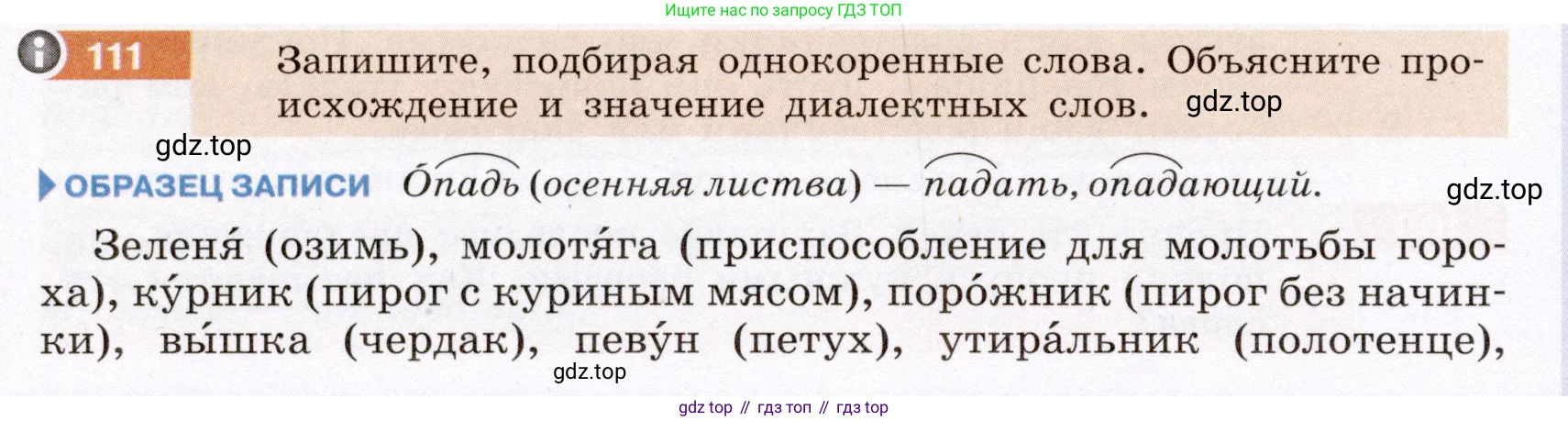 ГДЗ Русский язык, 6 класс Учебник, авторы: Разумовская Маргарита Михайловна, Львова Светлана Ивановна, Капинос Валентина Ивановна, Львов Валентин Витальевич, издательство Просвещение, Москва, 2019 - 2022, белого цвета, Часть 1, страница 46, номер 111, Условие
