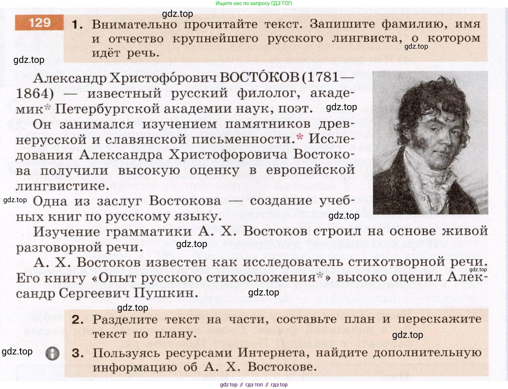ГДЗ Русский язык, 6 класс Учебник, авторы: Разумовская Маргарита Михайловна, Львова Светлана Ивановна, Капинос Валентина Ивановна, Львов Валентин Витальевич, издательство Просвещение, Москва, 2019 - 2022, белого цвета, Часть 1, страница 54, номер 129, Условие
