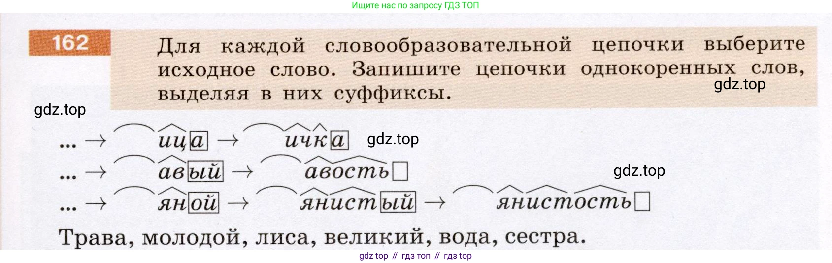 ГДЗ Русский язык, 6 класс Учебник, авторы: Разумовская Маргарита Михайловна, Львова Светлана Ивановна, Капинос Валентина Ивановна, Львов Валентин Витальевич, издательство Просвещение, Москва, 2019 - 2022, белого цвета, Часть 1, страница 63, номер 162, Условие