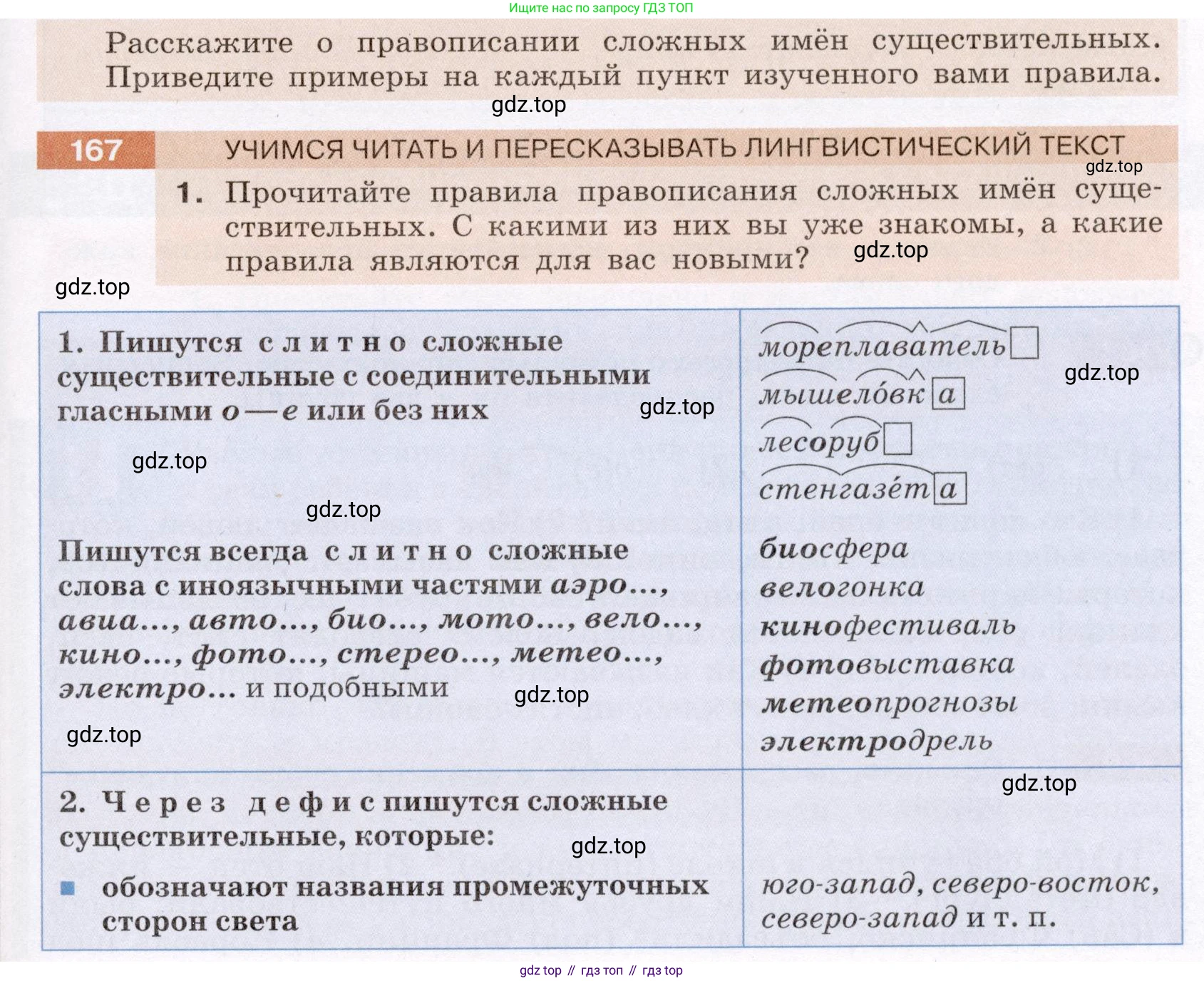 ГДЗ Русский язык, 6 класс Учебник, авторы: Разумовская Маргарита Михайловна, Львова Светлана Ивановна, Капинос Валентина Ивановна, Львов Валентин Витальевич, издательство Просвещение, Москва, 2019 - 2022, белого цвета, Часть 1, страница 65, номер 167, Условие