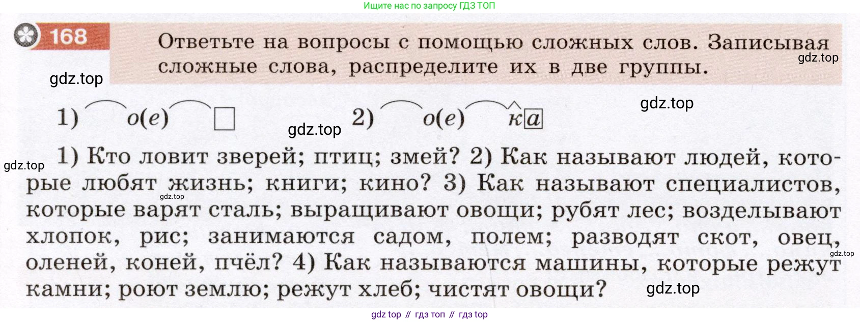 ГДЗ Русский язык, 6 класс Учебник, авторы: Разумовская Маргарита Михайловна, Львова Светлана Ивановна, Капинос Валентина Ивановна, Львов Валентин Витальевич, издательство Просвещение, Москва, 2019 - 2022, белого цвета, Часть 1, страница 66, номер 168, Условие