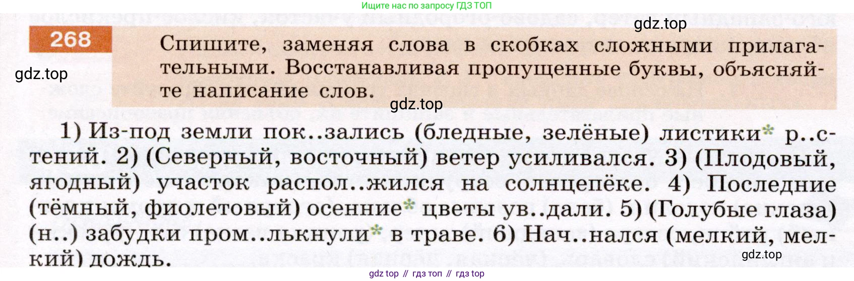 ГДЗ Русский язык, 6 класс Учебник, авторы: Разумовская Маргарита Михайловна, Львова Светлана Ивановна, Капинос Валентина Ивановна, Львов Валентин Витальевич, издательство Просвещение, Москва, 2019 - 2022, белого цвета, Часть 1, страница 100, номер 268, Условие