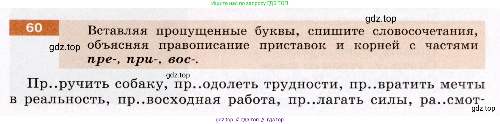 ГДЗ Русский язык, 6 класс Учебник, авторы: Разумовская Маргарита Михайловна, Львова Светлана Ивановна, Капинос Валентина Ивановна, Львов Валентин Витальевич, издательство Просвещение, Москва, 2019 - 2022, белого цвета, Часть 1, страница 25, номер 60, Условие