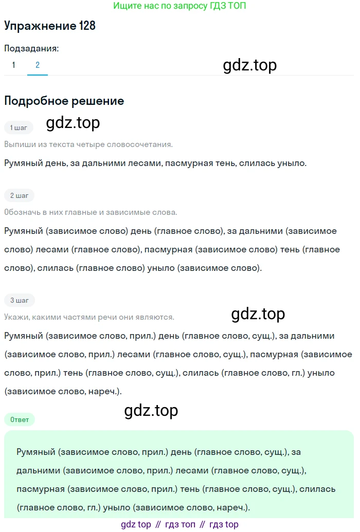 ГДЗ Русский язык, 6 класс Учебник, авторы: Разумовская Маргарита Михайловна, Львова Светлана Ивановна, Капинос Валентина Ивановна, Львов Валентин Витальевич, издательство Просвещение, Москва, 2019 - 2022, белого цвета, Часть 1, страница 54, номер 128, Решение 1 (продолжение 2)