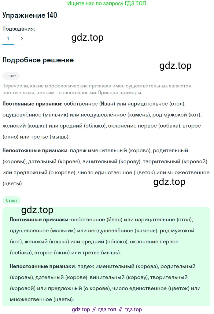 ГДЗ Русский язык, 6 класс Учебник, авторы: Разумовская Маргарита Михайловна, Львова Светлана Ивановна, Капинос Валентина Ивановна, Львов Валентин Витальевич, издательство Просвещение, Москва, 2019 - 2022, белого цвета, Часть 1, страница 57, номер 140, Решение 1