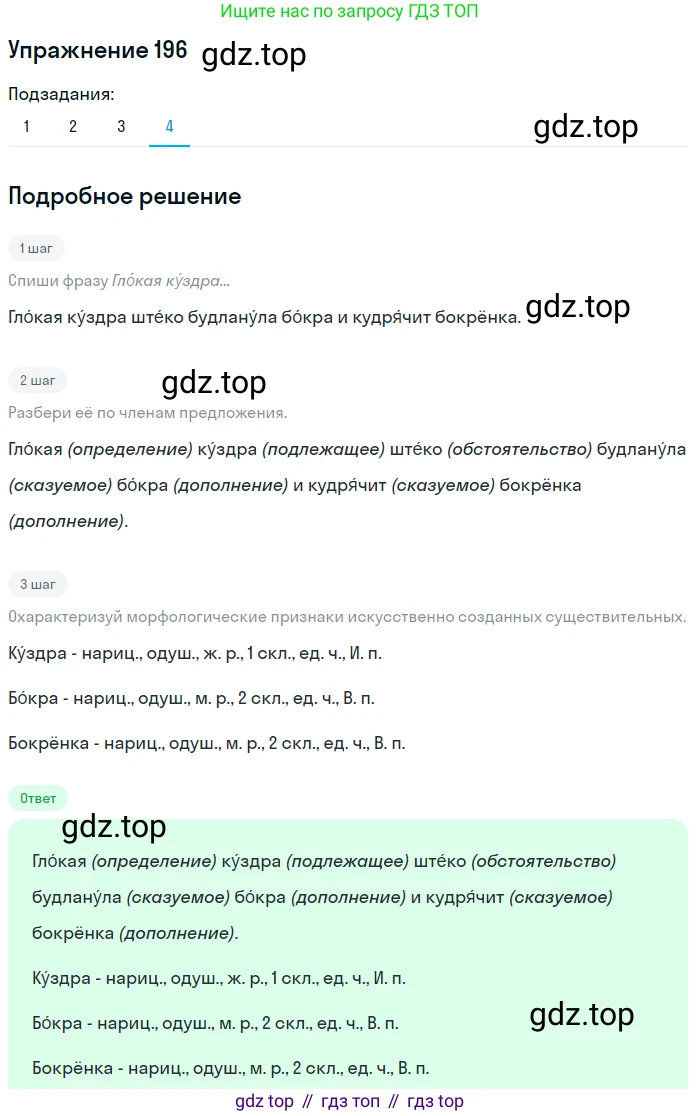 ГДЗ Русский язык, 6 класс Учебник, авторы: Разумовская Маргарита Михайловна, Львова Светлана Ивановна, Капинос Валентина Ивановна, Львов Валентин Витальевич, издательство Просвещение, Москва, 2019 - 2022, белого цвета, Часть 1, страница 75, номер 196, Решение 1 (продолжение 4)