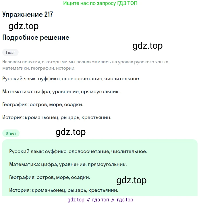 ГДЗ Русский язык, 6 класс Учебник, авторы: Разумовская Маргарита Михайловна, Львова Светлана Ивановна, Капинос Валентина Ивановна, Львов Валентин Витальевич, издательство Просвещение, Москва, 2019 - 2022, белого цвета, Часть 1, страница 83, номер 217, Решение 1