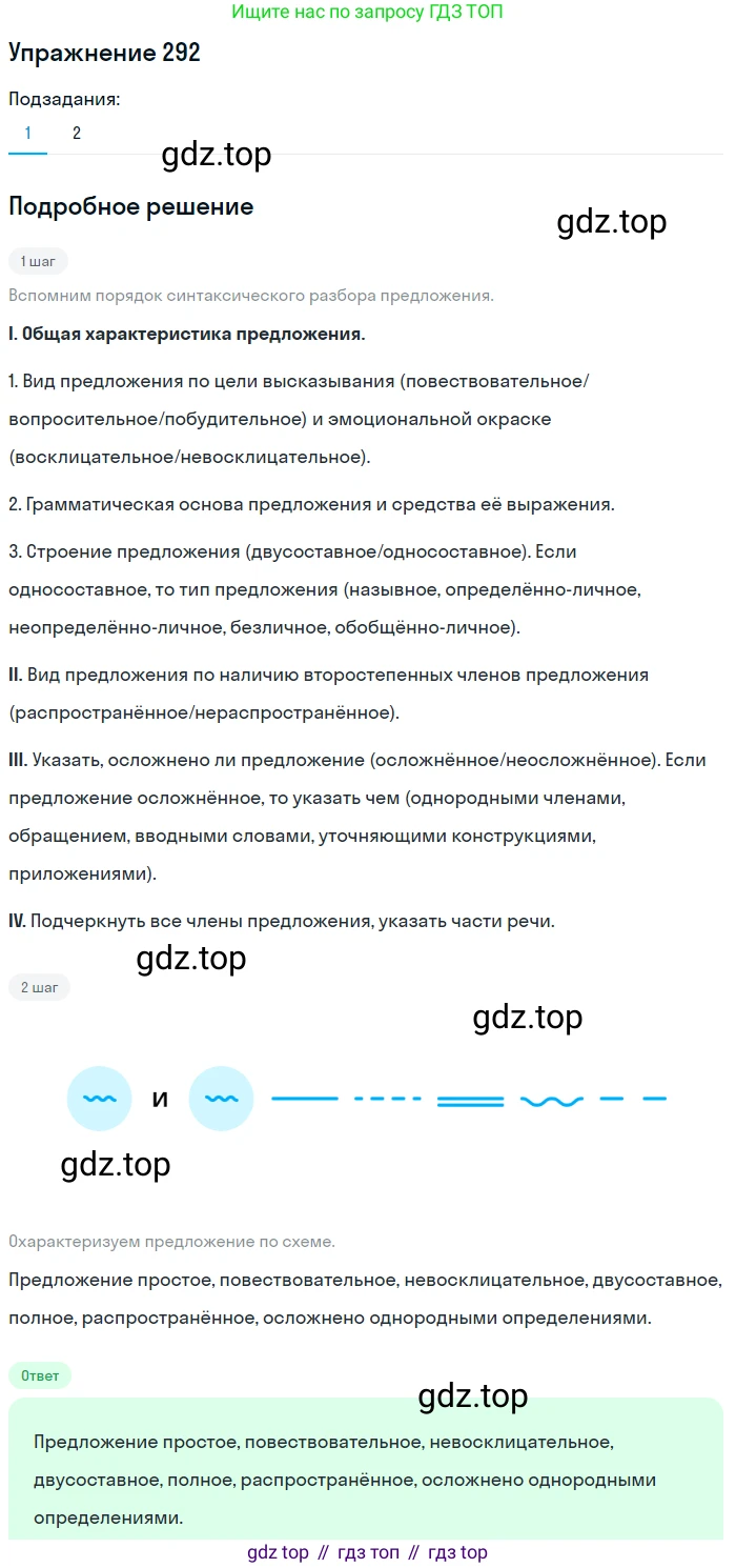 ГДЗ Русский язык, 6 класс Учебник, авторы: Разумовская Маргарита Михайловна, Львова Светлана Ивановна, Капинос Валентина Ивановна, Львов Валентин Витальевич, издательство Просвещение, Москва, 2019 - 2022, белого цвета, Часть 1, страница 109, номер 292, Решение 1 (продолжение 2)
