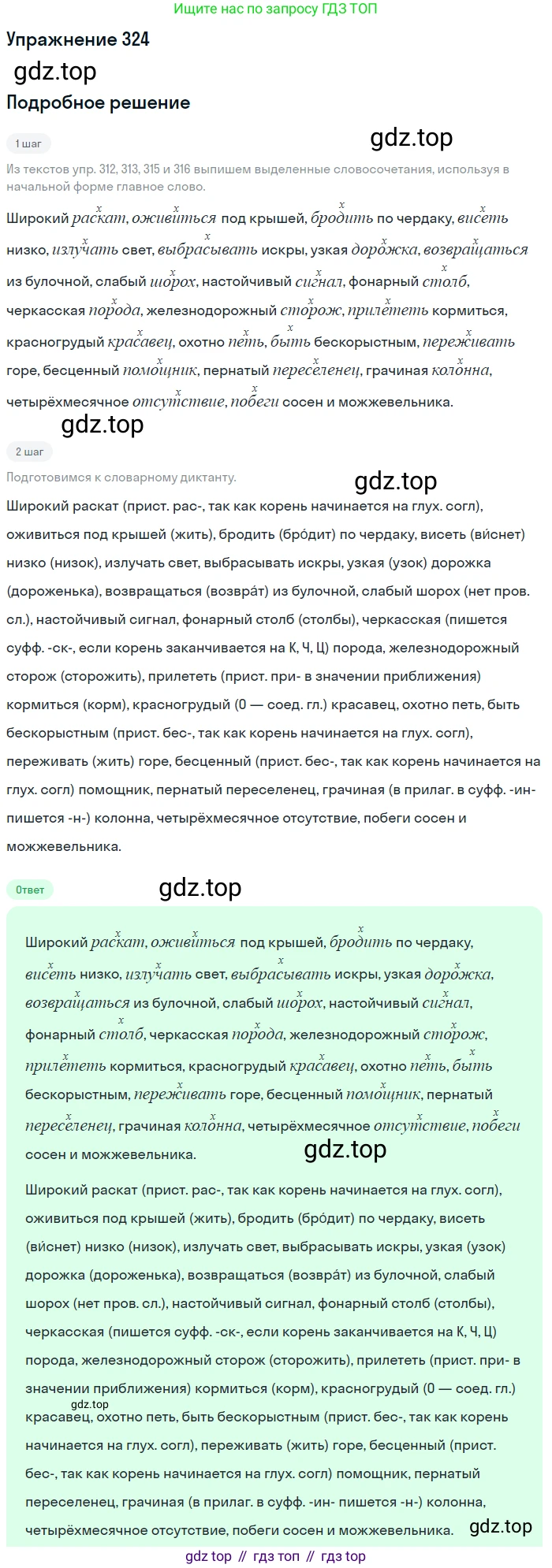 ГДЗ Русский язык, 6 класс Учебник, авторы: Разумовская Маргарита Михайловна, Львова Светлана Ивановна, Капинос Валентина Ивановна, Львов Валентин Витальевич, издательство Просвещение, Москва, 2019 - 2022, белого цвета, Часть 1, страница 119, номер 324, Решение 1