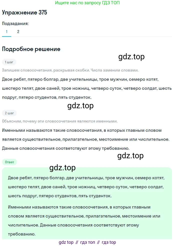 ГДЗ Русский язык, 6 класс Учебник, авторы: Разумовская Маргарита Михайловна, Львова Светлана Ивановна, Капинос Валентина Ивановна, Львов Валентин Витальевич, издательство Просвещение, Москва, 2019 - 2022, белого цвета, Часть 1, страница 136, номер 375, Решение 1