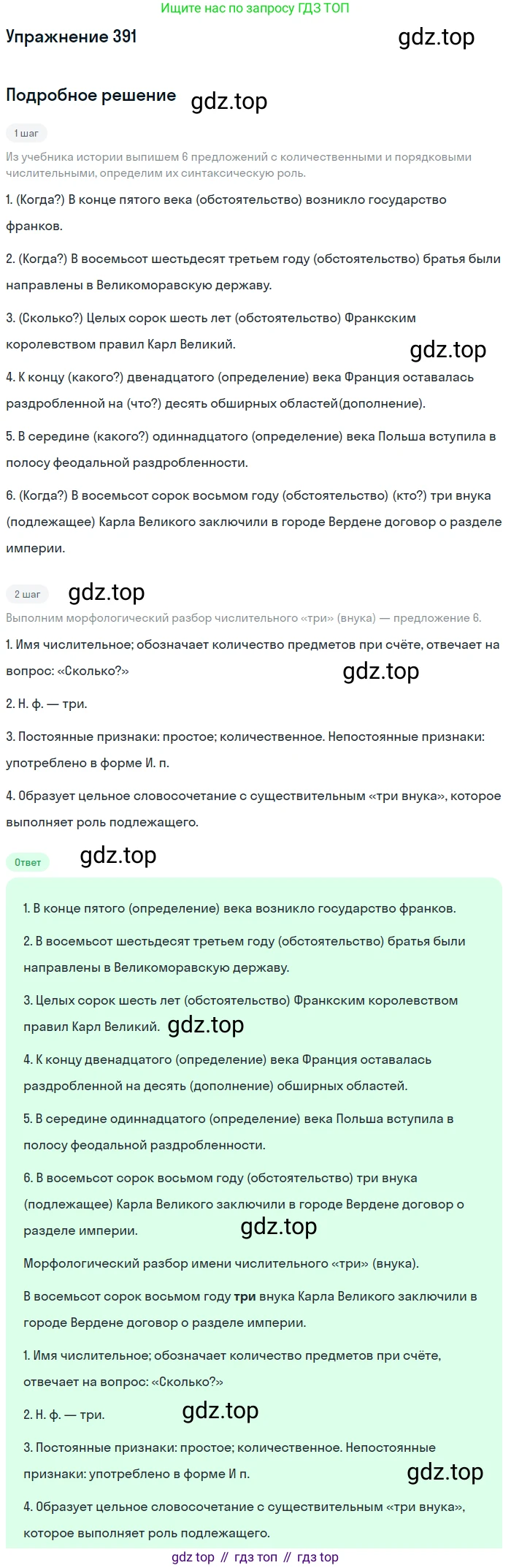 ГДЗ Русский язык, 6 класс Учебник, авторы: Разумовская Маргарита Михайловна, Львова Светлана Ивановна, Капинос Валентина Ивановна, Львов Валентин Витальевич, издательство Просвещение, Москва, 2019 - 2022, белого цвета, Часть 1, страница 141, номер 391, Решение 1