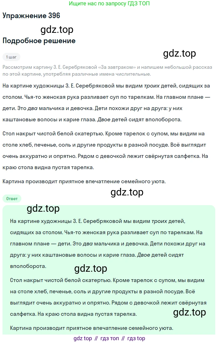 ГДЗ Русский язык, 6 класс Учебник, авторы: Разумовская Маргарита Михайловна, Львова Светлана Ивановна, Капинос Валентина Ивановна, Львов Валентин Витальевич, издательство Просвещение, Москва, 2019 - 2022, белого цвета, Часть 1, страница 143, номер 396, Решение 1