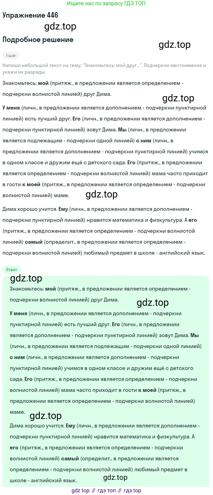 ГДЗ Русский язык, 6 класс Учебник, авторы: Разумовская Маргарита Михайловна, Львова Светлана Ивановна, Капинос Валентина Ивановна, Львов Валентин Витальевич, издательство Просвещение, Москва, 2019 - 2022, белого цвета, Часть 2, страница 11, номер 446, Решение 1