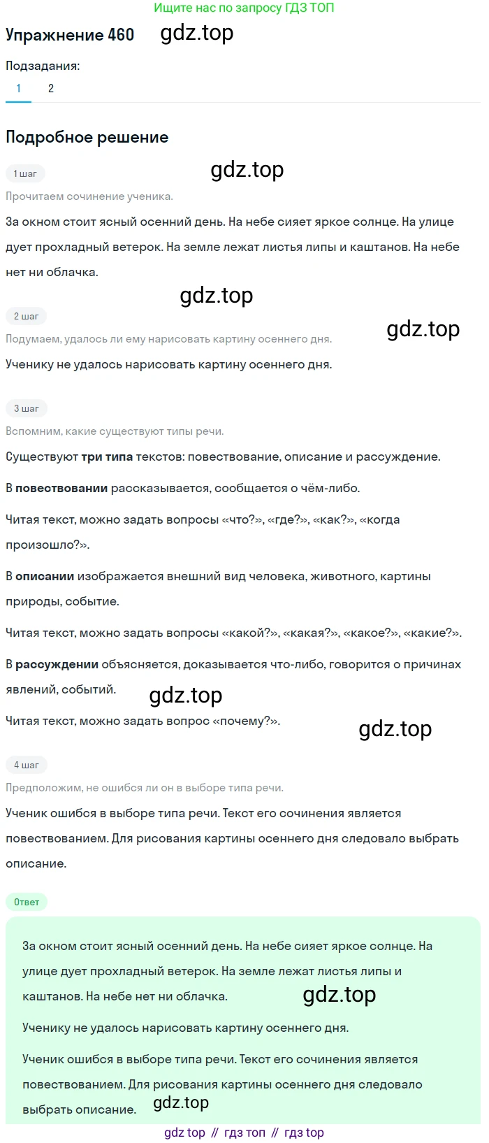 ГДЗ Русский язык, 6 класс Учебник, авторы: Разумовская Маргарита Михайловна, Львова Светлана Ивановна, Капинос Валентина Ивановна, Львов Валентин Витальевич, издательство Просвещение, Москва, 2019 - 2022, белого цвета, Часть 2, страница 17, номер 460, Решение 1