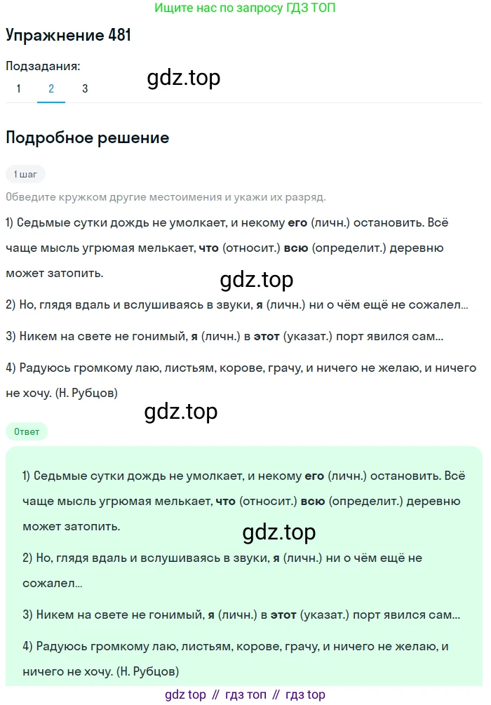 ГДЗ Русский язык, 6 класс Учебник, авторы: Разумовская Маргарита Михайловна, Львова Светлана Ивановна, Капинос Валентина Ивановна, Львов Валентин Витальевич, издательство Просвещение, Москва, 2019 - 2022, белого цвета, Часть 2, страница 24, номер 481, Решение 1 (продолжение 2)