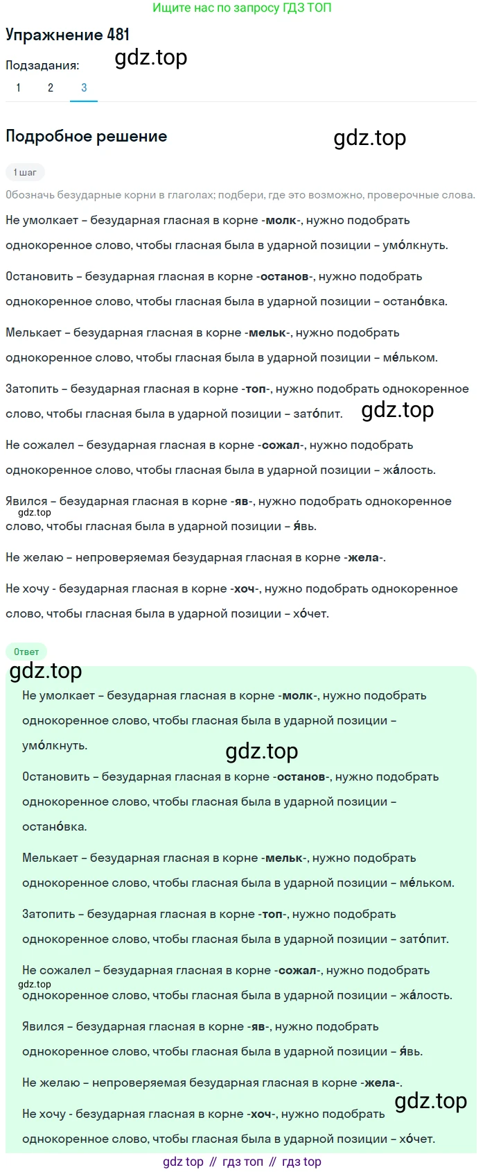 ГДЗ Русский язык, 6 класс Учебник, авторы: Разумовская Маргарита Михайловна, Львова Светлана Ивановна, Капинос Валентина Ивановна, Львов Валентин Витальевич, издательство Просвещение, Москва, 2019 - 2022, белого цвета, Часть 2, страница 24, номер 481, Решение 1 (продолжение 3)