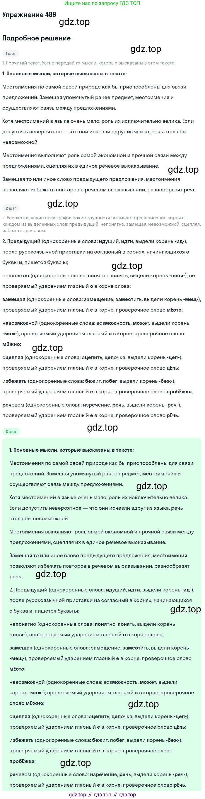 ГДЗ Русский язык, 6 класс Учебник, авторы: Разумовская Маргарита Михайловна, Львова Светлана Ивановна, Капинос Валентина Ивановна, Львов Валентин Витальевич, издательство Просвещение, Москва, 2019 - 2022, белого цвета, Часть 2, страница 27, номер 489, Решение 1