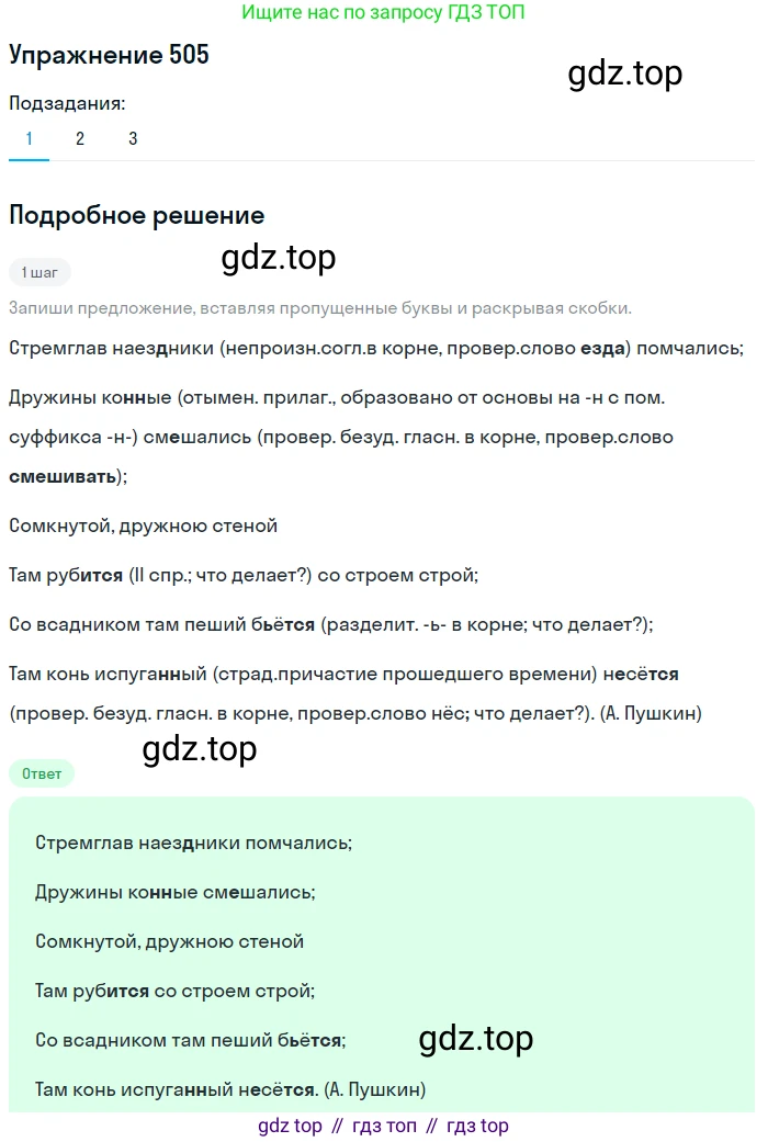 ГДЗ Русский язык, 6 класс Учебник, авторы: Разумовская Маргарита Михайловна, Львова Светлана Ивановна, Капинос Валентина Ивановна, Львов Валентин Витальевич, издательство Просвещение, Москва, 2019 - 2022, белого цвета, Часть 2, страница 33, номер 505, Решение 1