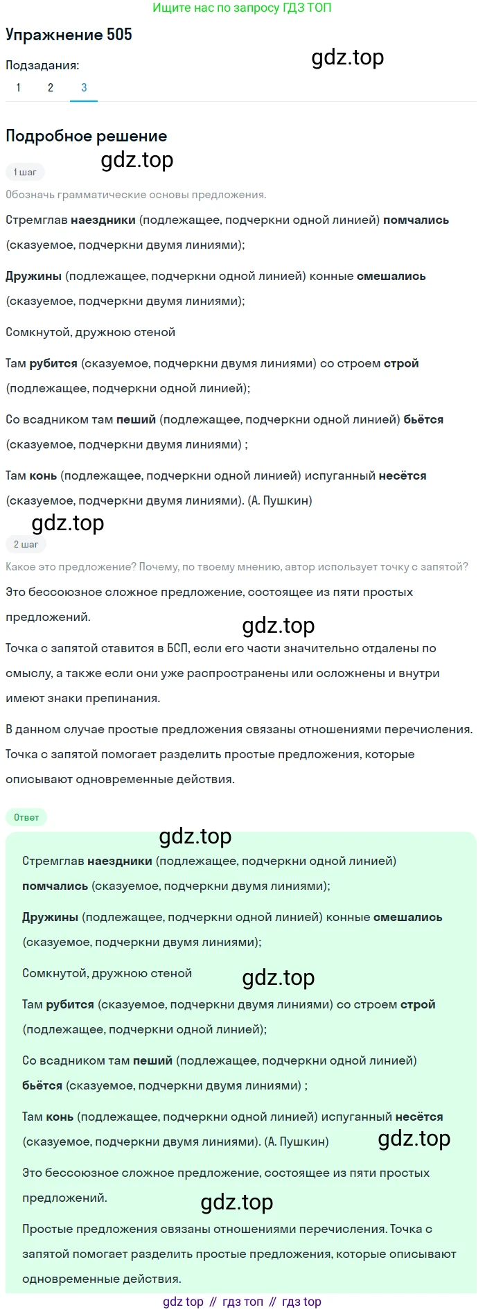 ГДЗ Русский язык, 6 класс Учебник, авторы: Разумовская Маргарита Михайловна, Львова Светлана Ивановна, Капинос Валентина Ивановна, Львов Валентин Витальевич, издательство Просвещение, Москва, 2019 - 2022, белого цвета, Часть 2, страница 33, номер 505, Решение 1 (продолжение 3)