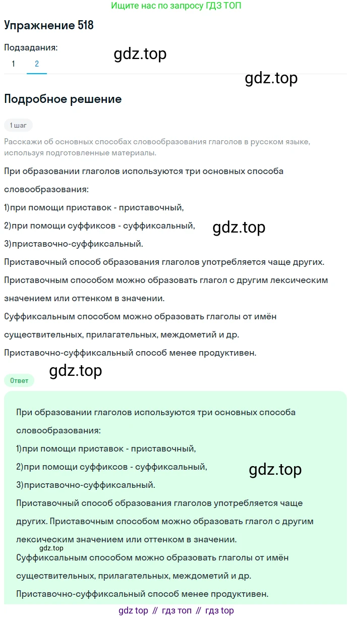 ГДЗ Русский язык, 6 класс Учебник, авторы: Разумовская Маргарита Михайловна, Львова Светлана Ивановна, Капинос Валентина Ивановна, Львов Валентин Витальевич, издательство Просвещение, Москва, 2019 - 2022, белого цвета, Часть 2, страница 36, номер 518, Решение 1 (продолжение 2)