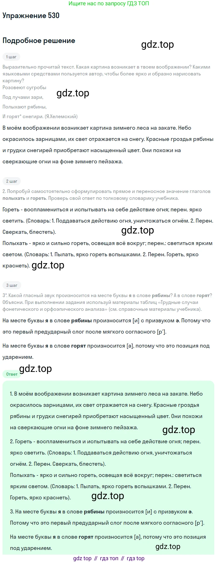ГДЗ Русский язык, 6 класс Учебник, авторы: Разумовская Маргарита Михайловна, Львова Светлана Ивановна, Капинос Валентина Ивановна, Львов Валентин Витальевич, издательство Просвещение, Москва, 2019 - 2022, белого цвета, Часть 2, страница 40, номер 530, Решение 1