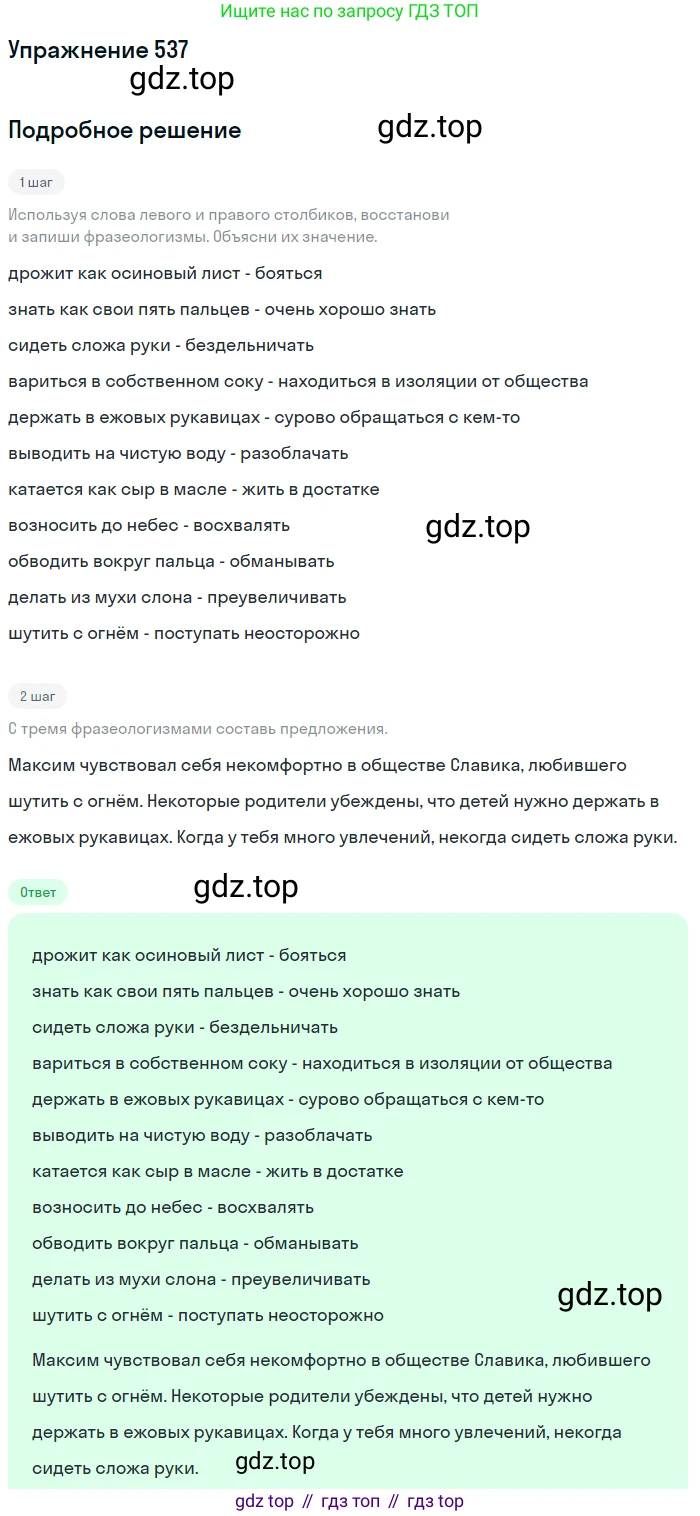 ГДЗ Русский язык, 6 класс Учебник, авторы: Разумовская Маргарита Михайловна, Львова Светлана Ивановна, Капинос Валентина Ивановна, Львов Валентин Витальевич, издательство Просвещение, Москва, 2019 - 2022, белого цвета, Часть 2, страница 43, номер 537, Решение 1
