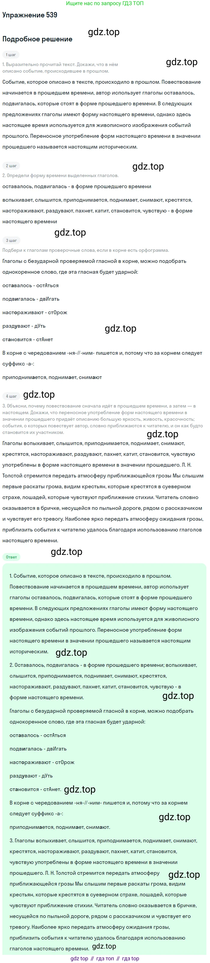 ГДЗ Русский язык, 6 класс Учебник, авторы: Разумовская Маргарита Михайловна, Львова Светлана Ивановна, Капинос Валентина Ивановна, Львов Валентин Витальевич, издательство Просвещение, Москва, 2019 - 2022, белого цвета, Часть 2, страница 43, номер 539, Решение 1