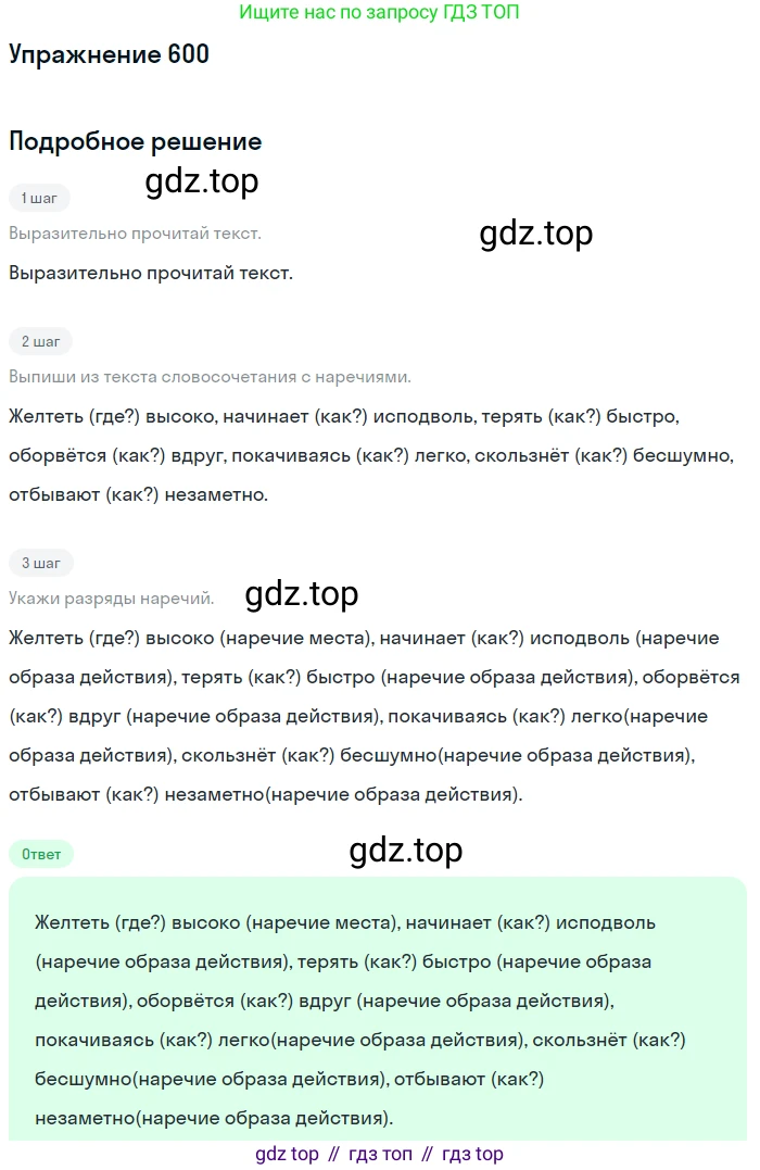 ГДЗ Русский язык, 6 класс Учебник, авторы: Разумовская Маргарита Михайловна, Львова Светлана Ивановна, Капинос Валентина Ивановна, Львов Валентин Витальевич, издательство Просвещение, Москва, 2019 - 2022, белого цвета, Часть 2, страница 73, номер 600, Решение 1