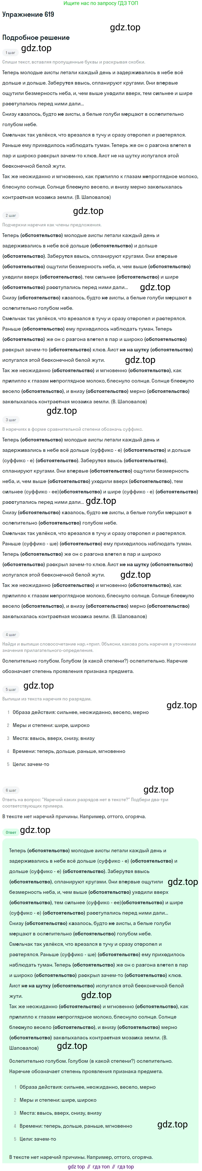 ГДЗ Русский язык, 6 класс Учебник, авторы: Разумовская Маргарита Михайловна, Львова Светлана Ивановна, Капинос Валентина Ивановна, Львов Валентин Витальевич, издательство Просвещение, Москва, 2019 - 2022, белого цвета, Часть 2, страница 80, номер 619, Решение 1