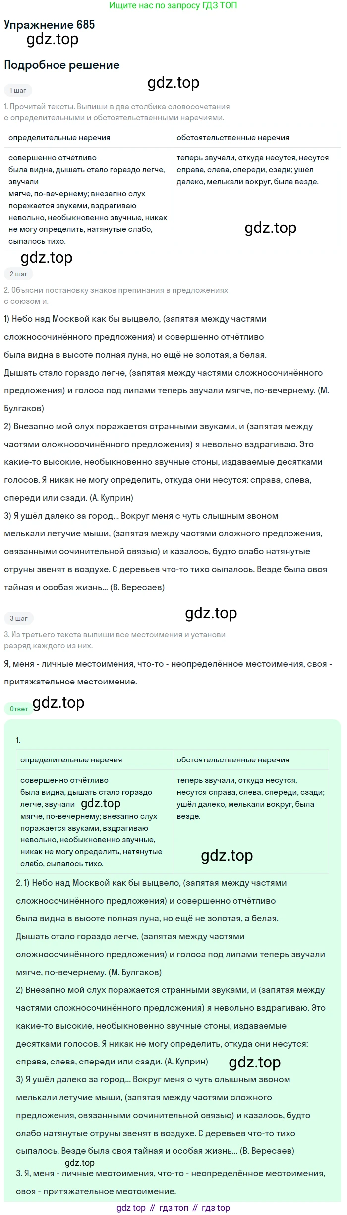 ГДЗ Русский язык, 6 класс Учебник, авторы: Разумовская Маргарита Михайловна, Львова Светлана Ивановна, Капинос Валентина Ивановна, Львов Валентин Витальевич, издательство Просвещение, Москва, 2019 - 2022, белого цвета, Часть 2, страница 110, номер 685, Решение 1