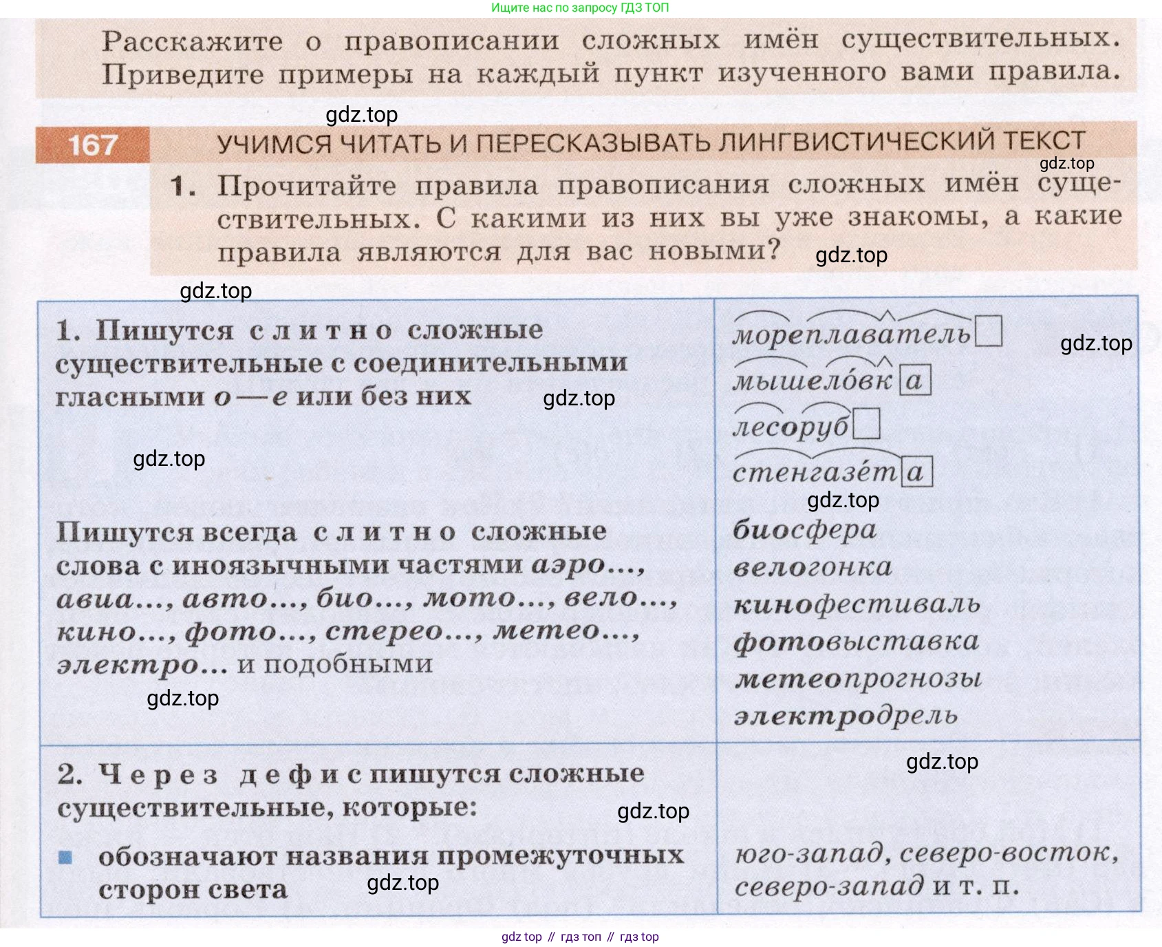 Русский язык, 6 класс Учебник, авторы: Разумовская Маргарита Михайловна, Львова Светлана Ивановна, Капинос Валентина Ивановна, Львов Валентин Витальевич, Соловейчик Марина Сергеевна, Сергеева Наталья Николаевна, Тронина Татьяна Сергеевна, издательство Просвещение, Москва, 2023, белого цвета, Часть 1, страница 68, номер 167, Условие (2022)