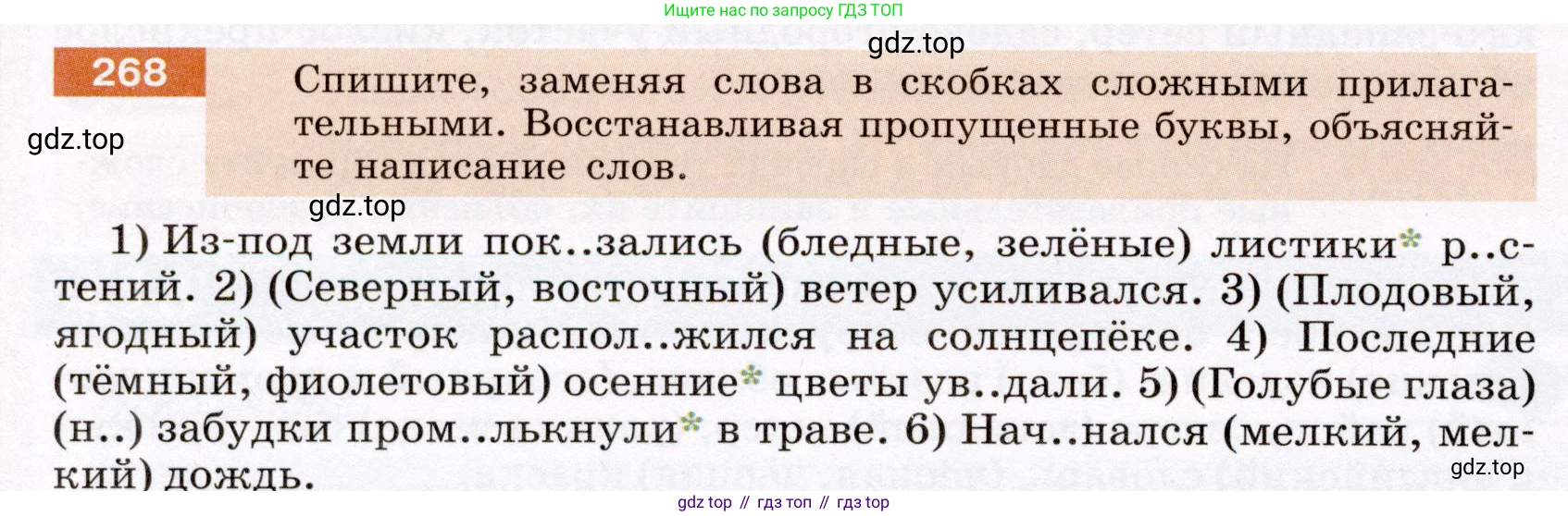 Русский язык, 6 класс Учебник, авторы: Разумовская Маргарита Михайловна, Львова Светлана Ивановна, Капинос Валентина Ивановна, Львов Валентин Витальевич, Соловейчик Марина Сергеевна, Сергеева Наталья Николаевна, Тронина Татьяна Сергеевна, издательство Просвещение, Москва, 2023, белого цвета, Часть 1, страница 102, номер 268, Условие (2022)
