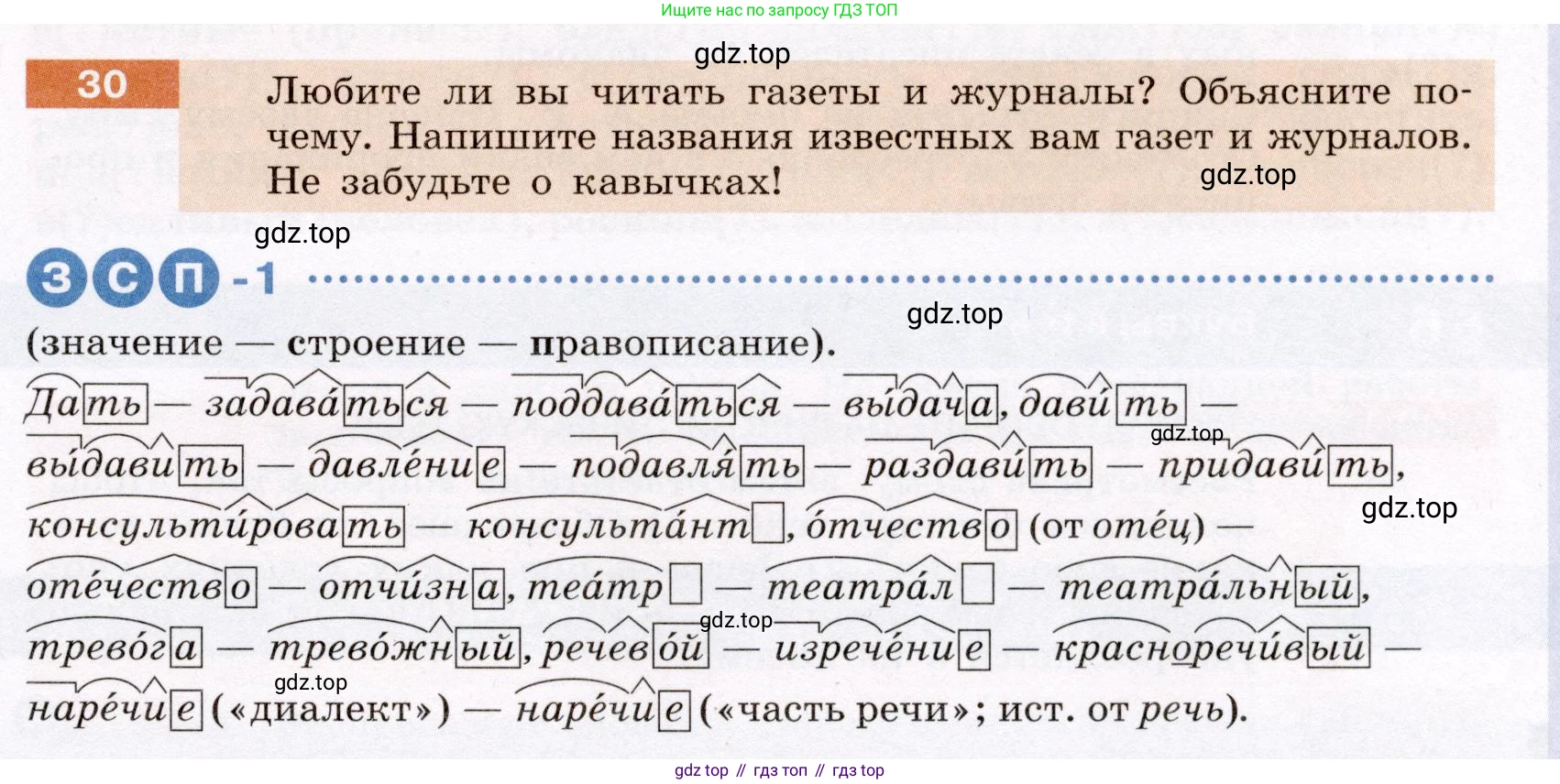 Русский язык, 6 класс Учебник, авторы: Разумовская Маргарита Михайловна, Львова Светлана Ивановна, Капинос Валентина Ивановна, Львов Валентин Витальевич, Соловейчик Марина Сергеевна, Сергеева Наталья Николаевна, Тронина Татьяна Сергеевна, издательство Просвещение, Москва, 2023, белого цвета, Часть 1, страница 19, номер 30, Условие (2022)