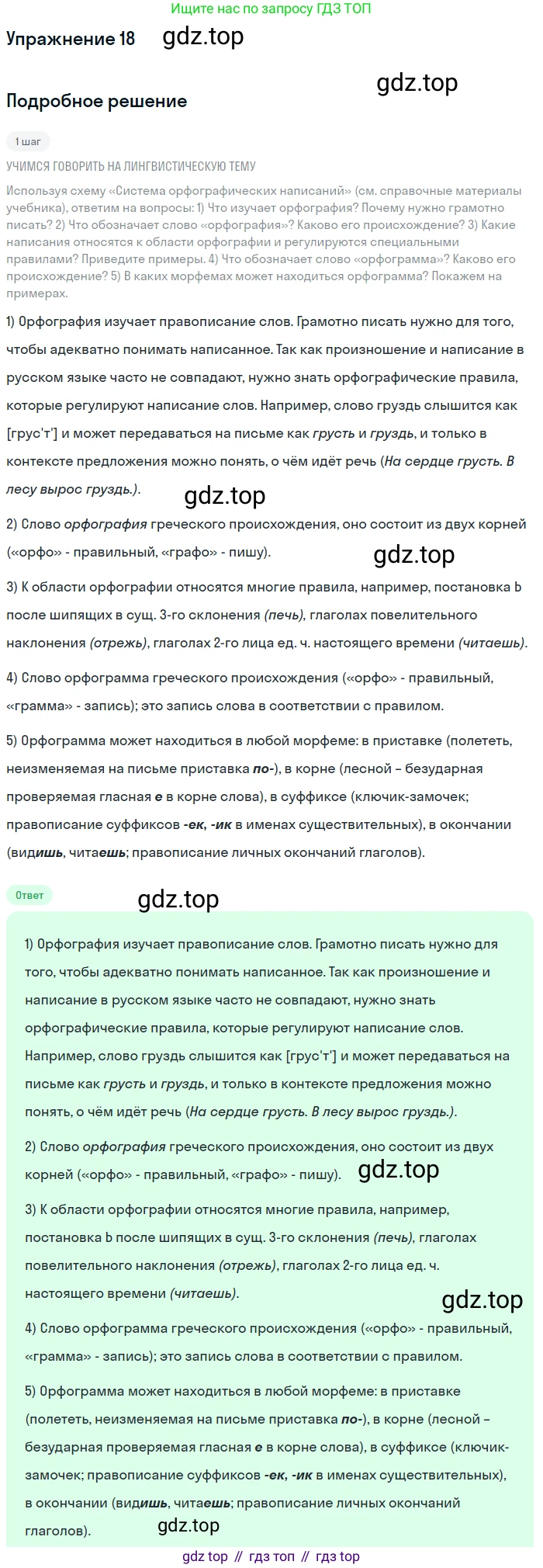 Русский язык, 6 класс Учебник, авторы: Разумовская Маргарита Михайловна, Львова Светлана Ивановна, Капинос Валентина Ивановна, Львов Валентин Витальевич, Соловейчик Марина Сергеевна, Сергеева Наталья Николаевна, Тронина Татьяна Сергеевна, издательство Просвещение, Москва, 2023, белого цвета, Часть 1, страница 13, номер 18, Решение 1 (2022)