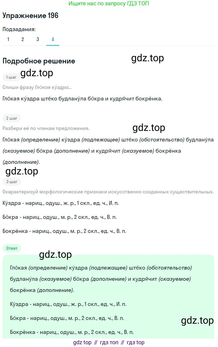 Русский язык, 6 класс Учебник, авторы: Разумовская Маргарита Михайловна, Львова Светлана Ивановна, Капинос Валентина Ивановна, Львов Валентин Витальевич, Соловейчик Марина Сергеевна, Сергеева Наталья Николаевна, Тронина Татьяна Сергеевна, издательство Просвещение, Москва, 2023, белого цвета, Часть 1, страница 78, номер 196, Решение 1 (2022) (продолжение 4)