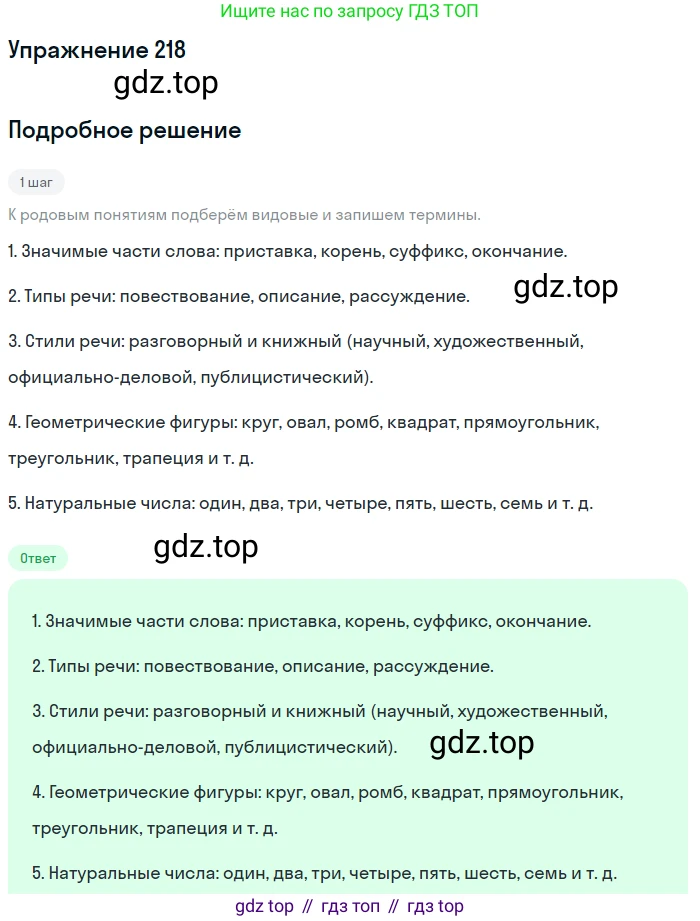 Русский язык, 6 класс Учебник, авторы: Разумовская Маргарита Михайловна, Львова Светлана Ивановна, Капинос Валентина Ивановна, Львов Валентин Витальевич, Соловейчик Марина Сергеевна, Сергеева Наталья Николаевна, Тронина Татьяна Сергеевна, издательство Просвещение, Москва, 2023, белого цвета, Часть 1, страница 85, номер 218, Решение 1 (2022)