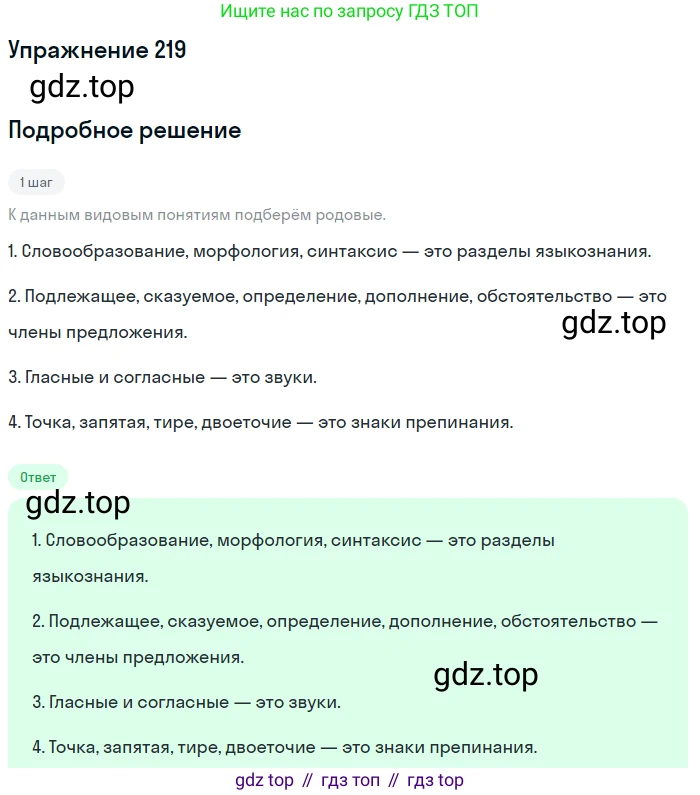 Русский язык, 6 класс Учебник, авторы: Разумовская Маргарита Михайловна, Львова Светлана Ивановна, Капинос Валентина Ивановна, Львов Валентин Витальевич, Соловейчик Марина Сергеевна, Сергеева Наталья Николаевна, Тронина Татьяна Сергеевна, издательство Просвещение, Москва, 2023, белого цвета, Часть 1, страница 85, номер 219, Решение 1 (2022)