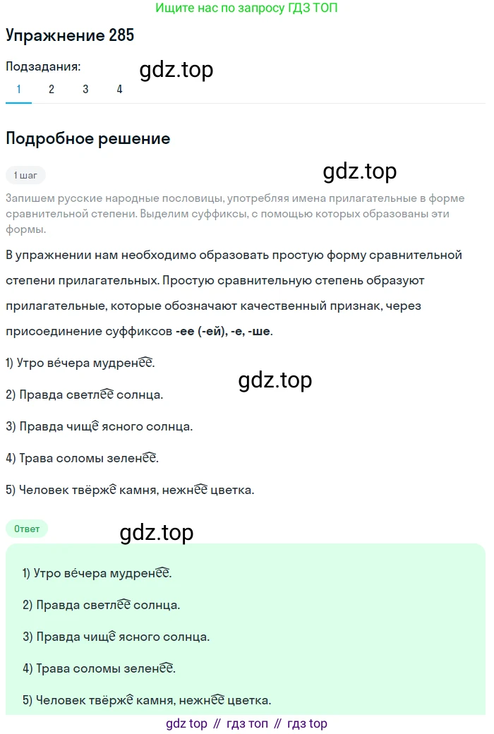 Русский язык, 6 класс Учебник, авторы: Разумовская Маргарита Михайловна, Львова Светлана Ивановна, Капинос Валентина Ивановна, Львов Валентин Витальевич, Соловейчик Марина Сергеевна, Сергеева Наталья Николаевна, Тронина Татьяна Сергеевна, издательство Просвещение, Москва, 2023, белого цвета, Часть 1, страница 107, номер 285, Решение 1 (2022)