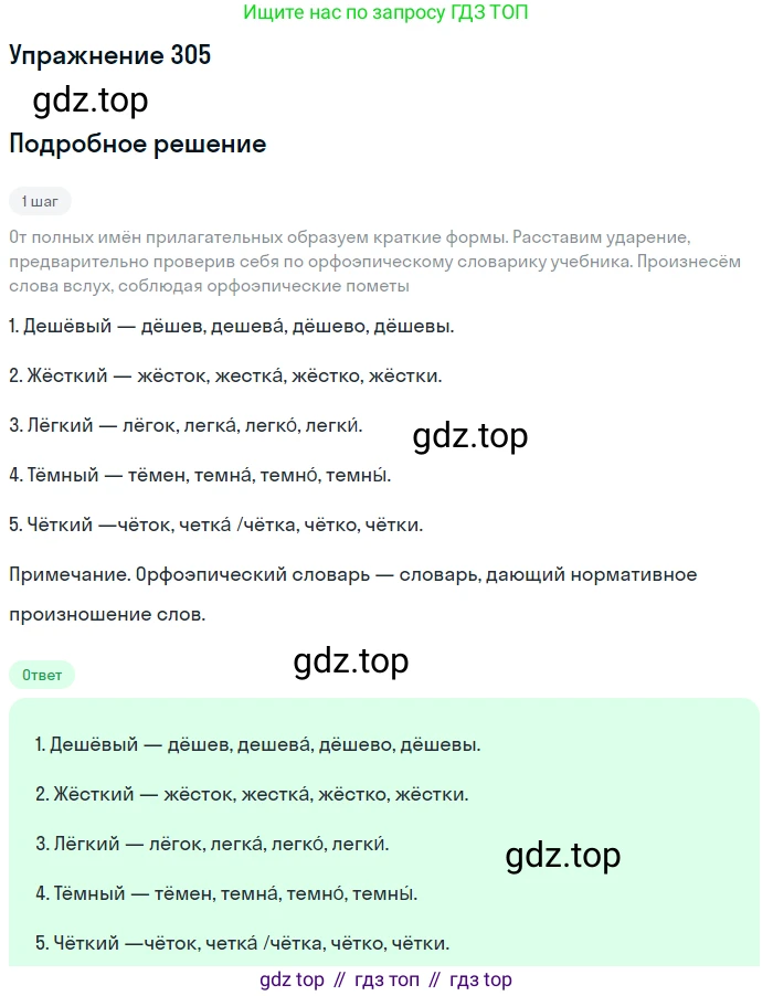 Русский язык, 6 класс Учебник, авторы: Разумовская Маргарита Михайловна, Львова Светлана Ивановна, Капинос Валентина Ивановна, Львов Валентин Витальевич, Соловейчик Марина Сергеевна, Сергеева Наталья Николаевна, Тронина Татьяна Сергеевна, издательство Просвещение, Москва, 2023, белого цвета, Часть 1, страница 115, номер 305, Решение 1 (2022)