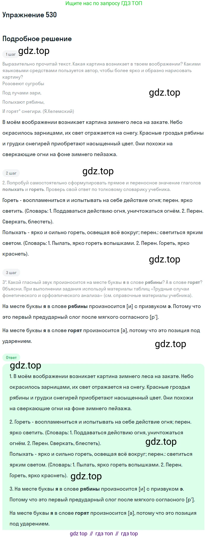 Русский язык, 6 класс Учебник, авторы: Разумовская Маргарита Михайловна, Львова Светлана Ивановна, Капинос Валентина Ивановна, Львов Валентин Витальевич, Соловейчик Марина Сергеевна, Сергеева Наталья Николаевна, Тронина Татьяна Сергеевна, издательство Просвещение, Москва, 2023, белого цвета, Часть 2, страница 52, номер 530, Решение 1 (2022)